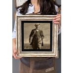 Oscar Stone Decor Çerçeveli Tablo Taş Duvar Dekoru 30 X 30 Cm Buğday Tarlasında Atatürk