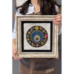 Oscar Stone Decor Çerçeveli Tablo Taş Duvar Dekoru 30 X 30 Cm Çiçekli Nazar Boncuğu CDD3030-502