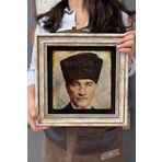 Oscar Stone Decor Çerçeveli Tablo Taş Duvar Dekoru 30 X 30 Cm Eskitme Atatürk Kalpaklı CDD3030-920