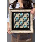 Oscar Stone Decor Çerçeveli Tablo Taş Duvar Dekoru 30 X 30 Cm Fatma Ana Eli ve Nazar Boncuğu