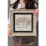 Oscar Stone Decor Çerçeveli Tablo Taş Duvar Dekoru 30 X 30 Cm Kelebek ve Çiçek Ağacı Kalp Şeklinde