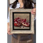 Oscar Stone Decor Çerçeveli Tablo Taş Duvar Dekoru 30 X 30 Cm Nar Çizim Tablo