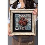 Oscar Stone Decor Çerçeveli Tablo Taş Duvar Dekoru 30 X 30 Cm Nar Tabağı Çini Desenli