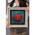 Oscar Stone Decor Çerçeveli Tablo Taş Duvar Dekoru 30 X 30 Cm Nar Temalı Özel Çizim