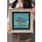 Oscar Stone Decor Çerçeveli Tablo Taş Duvar Dekoru 30 X 30 Cm Nazar Boncuğu Ağacı