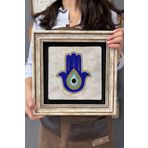 Oscar Stone Decor Çerçeveli Tablo Taş Duvar Dekoru 30 X 30 Cm Nazar Boncuğu Fatma Ana Eli Tablosu
