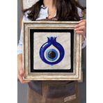 Oscar Stone Decor Çerçeveli Tablo Taş Duvar Dekoru 30 X 30 Cm Nazar Boncuğu Nar Tablosu
