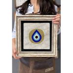 Oscar Stone Decor Çerçeveli Tablo Taş Duvar Dekoru 30 X 30 Cm Nazar Boncuğu Tablosu CDD3030-1511