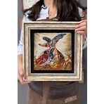 Oscar Stone Decor Çerçeveli Tablo Taş Duvar Dekoru 30 X 30 Cm Renkli Semazen Kolaj