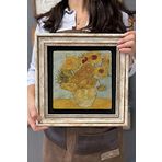 Oscar Stone Decor Çerçeveli Tablo Taş Duvar Dekoru 30 X 30 Cm Van Gogh Saksıda Ay Çiçekleri