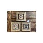Oscar Stone Decor Çerçeveli Taş Duvar Dekoru 20 X 20 Cm 3 Lü Set Desen 2 Adet Ebruli Çiçek 3Cdd-40-129