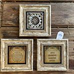 Oscar Stone Decor Çerçeveli Taş Duvar Dekoru 20 x 20 cm 3 lü set Desen Bereket ve Nazar Duası