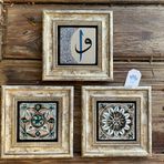 Oscar Stone Decor Çerçeveli Taş Duvar Dekoru 20 x 20 cm 3 lü set Vav-Elif,2 adet Desen