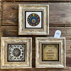 Oscar Stone Decor Çerçeveli Taş Duvar Dekoru 20 x 20 cm 3lü set Desen Nazar Boncuğu ve Duası