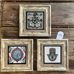 Oscar Stone Decor Çerçeveli Taş Duvar Dekoru 20 x 20 cm Fatma Ana Eli Desen Çini