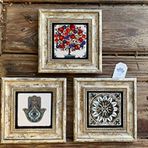 Oscar Stone Decor Çerçeveli Taş Duvar Dekoru 20 x 20 cm Fatma ana eli Nar ağacı Desen