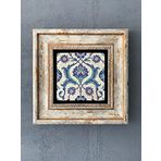Oscar Stone Decor Çerçeveli Taş Duvar Dekoru 20 x 20 cm İZNİK ÇİNİ DESENLİ