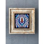 Oscar Stone Decor Çerçeveli Taş Duvar Dekoru 20 x 20 cm İZNİK ÇİNİ LALE DESEN