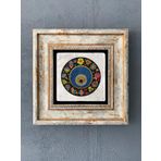 Oscar Stone Decor Çerçeveli Taş Duvar Dekoru 20 x 20 cm Nazar Desen Renkli