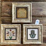 Oscar Stone Decor Çerçeveli Taş Duvar Dekoru 20x20 cm 3 lü set Fatma Ana Bereket Duası Ebruli Çiçek