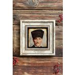Oscar Stone Decor Çerçeveli Taş Duvar Dekoru Tablo 20cm X 20cm Atatürk Fotoğrafı CDD1-40-920