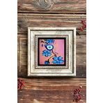 Oscar Stone Decor Çerçeveli Taş Duvar Dekoru Tablo 20cm x 20cm Nazar Boncuğu Çiçek/Evil Eye Bead