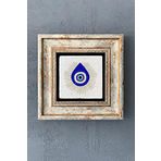 Oscar Stone Decor Çerçeveli Taş Duvar Dekoru Tablo 20cm x 20cm Nazar Boncuğu Damla/Evil Eye Bead