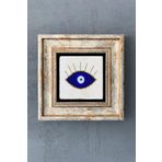 Oscar Stone Decor Çerçeveli Taş Duvar Dekoru Tablo 20cm x 20cm Nazar Boncuğu / Evil Eye Bead CDD1-40-1517