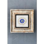 Oscar Stone Decor Çerçeveli Taş Duvar Dekoru Tablo 20cm x 20cm Nazar Boncuğu Göz/Evil Eye Bead