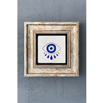 Oscar Stone Decor Çerçeveli Taş Duvar Dekoru Tablo 20cm x 20cm Nazar Boncuğu Gözü/Evil Eye Bead