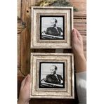 Oscar Stone Decor Çerçeveli Taş Duvar Dekoru Tablo 20X20Cm 2Li Set Atatürk 2Cdd-910-2