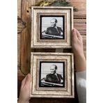 Oscar Stone Decor Çerçeveli Taş Duvar Dekoru Tablo 20x20cm 2'li Set Atatürk
