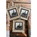 Oscar Stone Decor Çerçeveli Taş Duvar Dekoru Tablo 20x20cm 3'lü Set Atatürk 3CDD-910-3