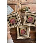 Oscar Stone Decor Çerçeveli Taş Duvar Dekoru Tablo 20x20cm 3'lü Set Bereket Duası Nar