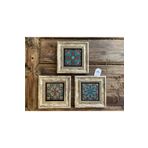 Oscar Stone Decor Çerçeveli Taş Duvar Dekoru Tablo 3'lü Set 20x20 cm Desen Seti 3CDD-40-606