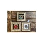 Oscar Stone Decor Çerçeveli Taş Duvar Dekoru Tablo 3'lü Set 20x20 Cm Şahmeran Bereket Nar Fatma Ana 3CDD-40-352