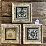 Oscar Stone Decor Çerçeveli Taş Duvar Dekoru Tablo 3'lü Set 20x20cm Ayetel Kürsi ve Desen Seti