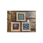 Oscar Stone Decor Çerçeveli Taş Duvar Dekoru Tablo 3'Lü Set 20X20Cm Desen Fil Nazar Göz 3Cdd-40-553