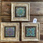 Oscar Stone Decor Çerçeveli Taş Duvar Dekoru Tablo 3'lü Set 20x20cm Desen Seti