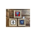 Oscar Stone Decor Çerçeveli Taş Duvar Dekoru Tablo 3'Lü Set 20X20Cm Fatma Ana Eli Nazar Boncuğu Fil 3Cdd-40-357