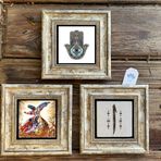 Oscar Stone Decor Çerçeveli Taş Duvar Dekoru Tablo 3'lü Set 20x20cm Fatma Ana Eli Semazen Elif