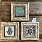 Oscar Stone Decor Çerçeveli Taş Duvar Dekoru Tablo 3'lü Set 20x20cm Fatma Ana Yaşam Çiçeği Desen