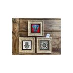 Oscar Stone Decor Çerçeveli Taş Duvar Dekoru Tablo 3'Lü Set 20X20Cm Fil Desen Fatma Ana Eli 3Cdd-40-512