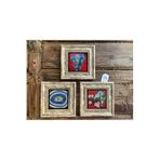 Oscar Stone Decor Çerçeveli Taş Duvar Dekoru Tablo 3'Lü Set 20X20Cm Fil Nazar Göz Ve Kuşlar 3Cdd-40-466