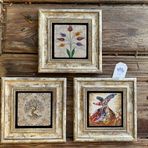 Oscar Stone Decor Çerçeveli Taş Duvar Dekoru Tablo 3'lü Set 20x20cm Hayat Ağacı Ebruli Semazen