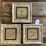 Oscar Stone Decor Çerçeveli Taş Duvar Dekoru Tablo 3'lü Set 20x20cm Hiç Esmaül Hüsna Kun fe yekun