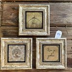 Oscar Stone Decor Çerçeveli Taş Duvar Dekoru Tablo 3'lü Set 20x20cm Hiç Fatma Ana Kun Fe Yekun