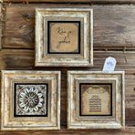 Oscar Stone Decor Çerçeveli Taş Duvar Dekoru Tablo 3'lü Set 20x20cm Kun fe yekun Ayetel Kürsi Desen