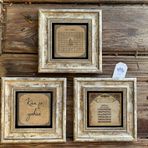 Oscar Stone Decor Çerçeveli Taş Duvar Dekoru Tablo 3'lü Set 20x20cm Kun fe yekun Esmaül Ayetel