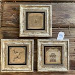 Oscar Stone Decor Çerçeveli Taş Duvar Dekoru Tablo 3'lü Set 20x20cm Kun fe yekun Esmaül Bereket
